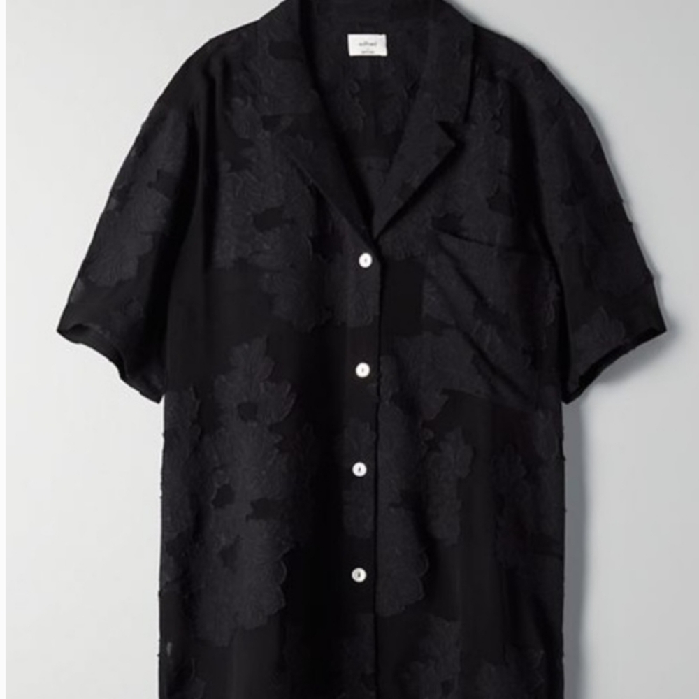 Aritzia Wilfred Atticus Button Up Blouse Size Medium semi sheer floral